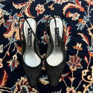 Black Slingback Kitten Heel